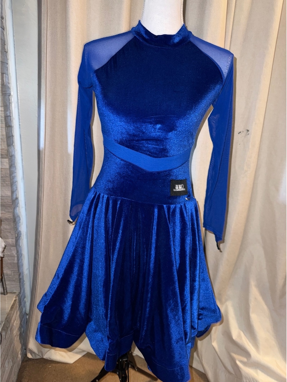Royal Blue Velvet Dance Dress — Fits Medium